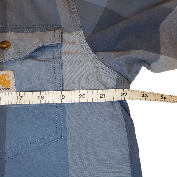 Carhartt Mens Shirt Size L Relaxed Fit Rugged Flex Blue Gray Plaid Utility Work - Picture 7 of 11